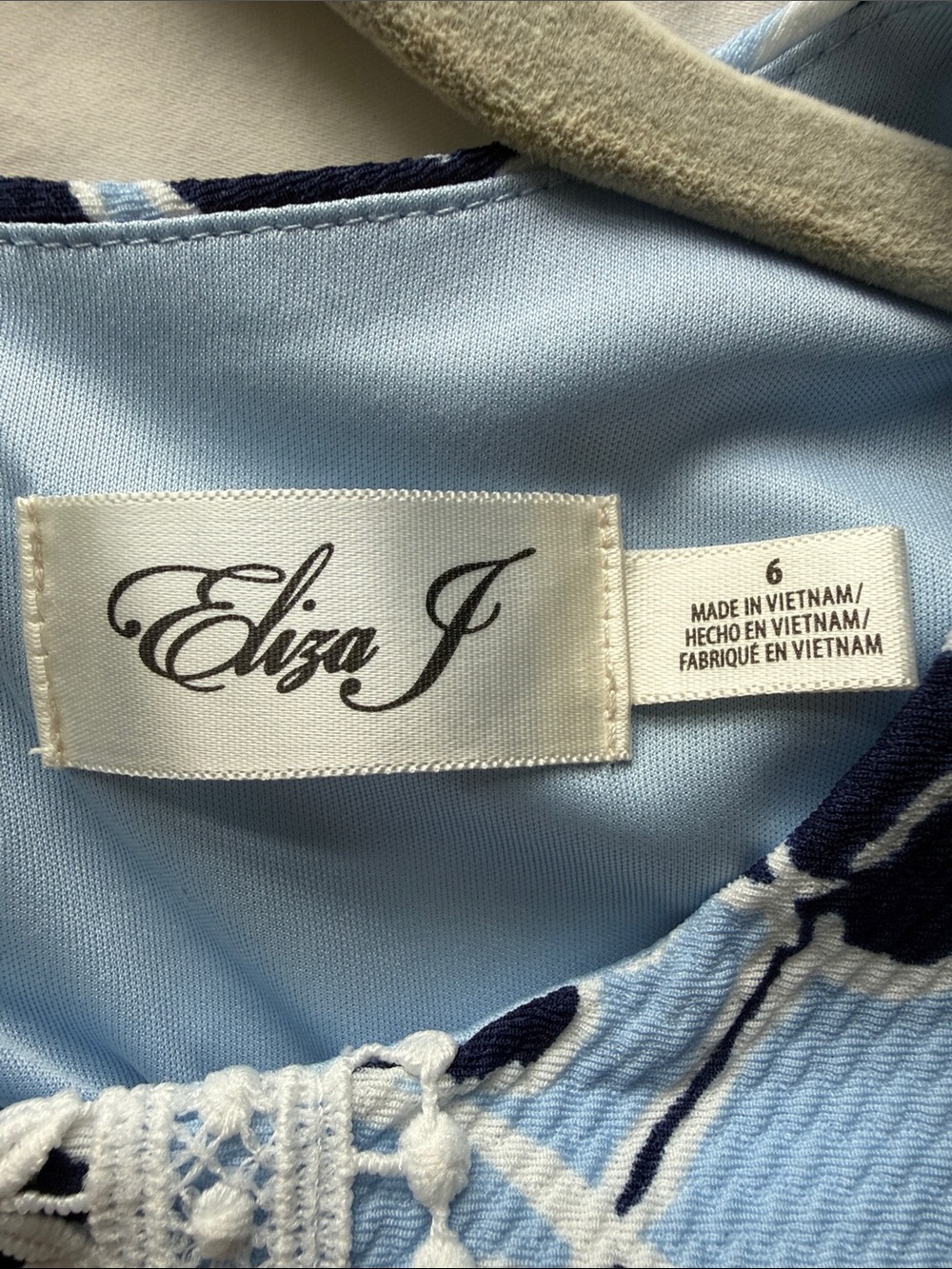 Eliza J Light Blue and Navy Floral Shift Dress - Picture 3 of 3